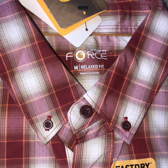 🆕Carhartt Force Men's Relaxed Fit Plaid SS Button Down Shirt ~ Size Medium - Picture 7 of 9